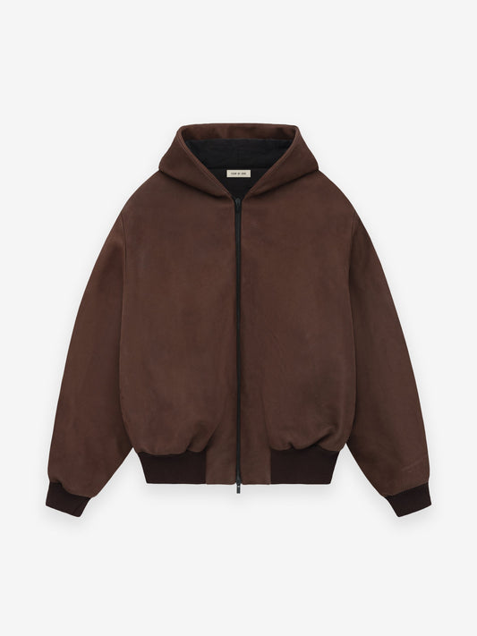 Leather Hooded Bomber