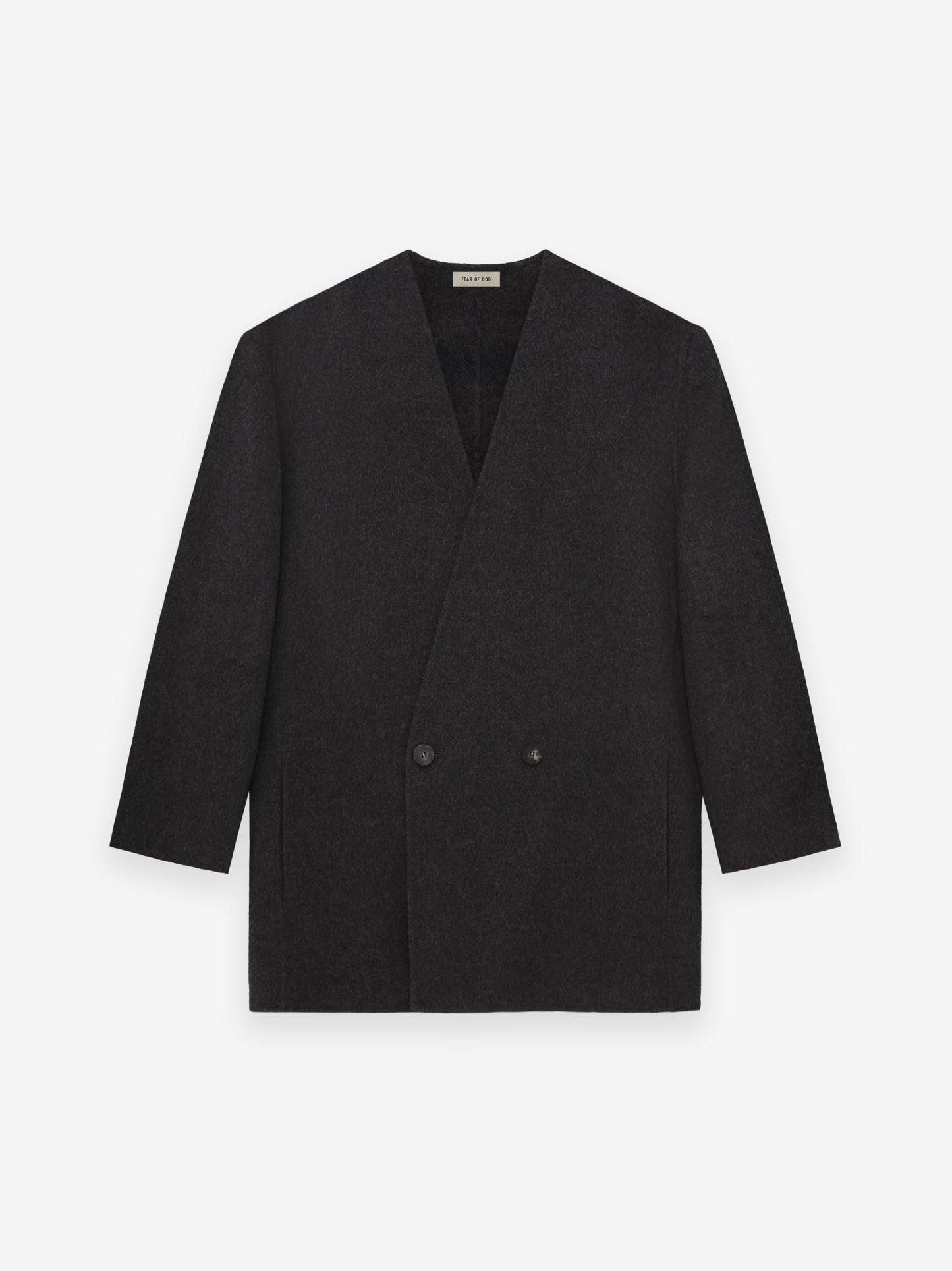 Wool Cashmere Relaxed Lapelless Blazer